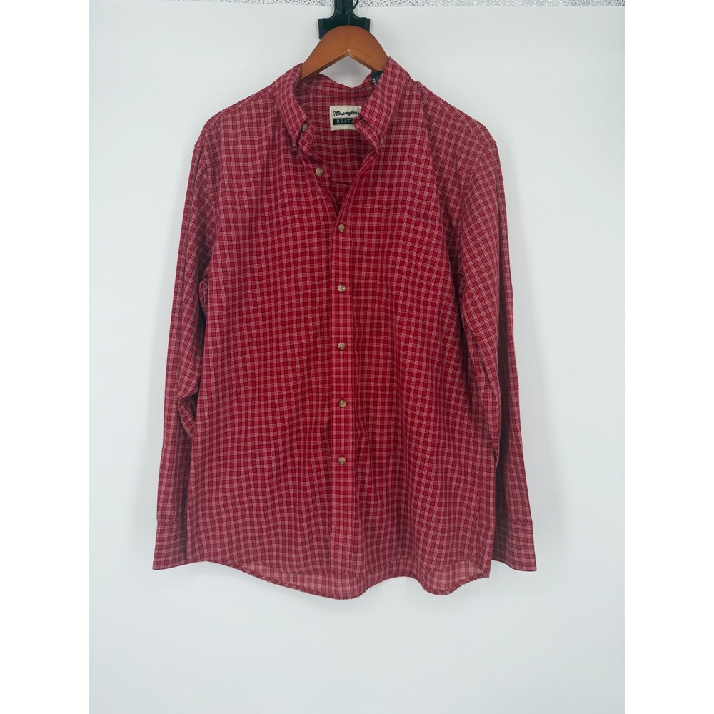 Wrangler Riata Mens Button Down Shirt Large Western Cowboy Ranch Wear Farm Rodeo